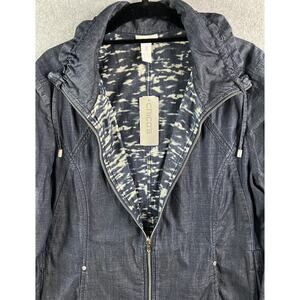 Chico’s Women’s Size 3 (XL) Denim-Look Zip Jacket NWT Blue Stretch